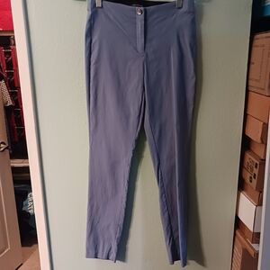 Violets & Roses Blue Mid Rise Slim Straight Trouser Pants